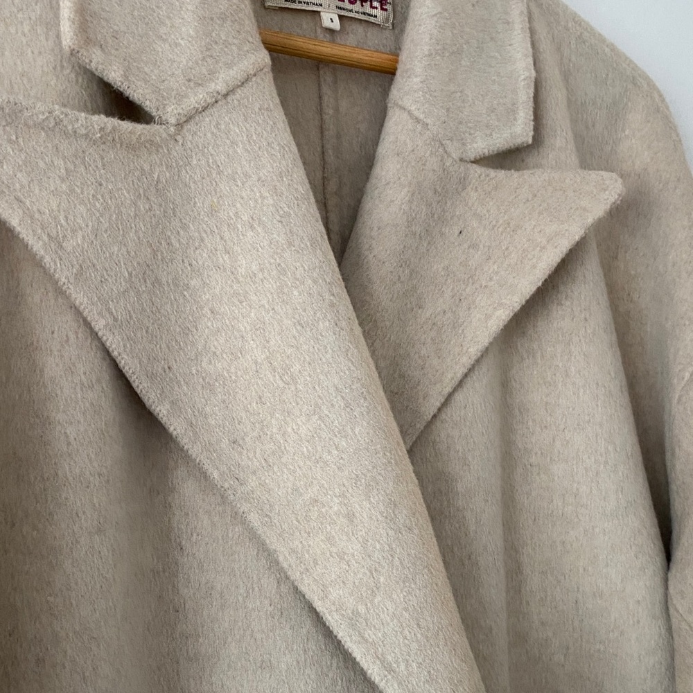 Free People Adore You Oversize Wool Sand Long Coat Sz S NWT - Picture 15 of 16